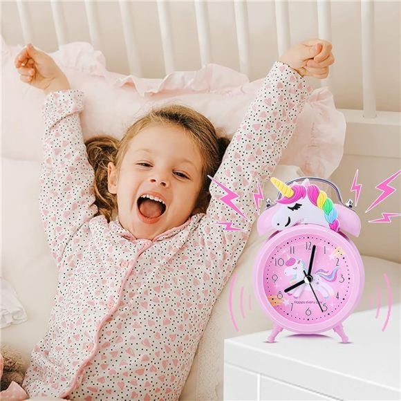 Unicorn Alarm Clock for Girls Kids, Cute Bedroom Decoration, Non Ticking Silent - Picture 4 of 6